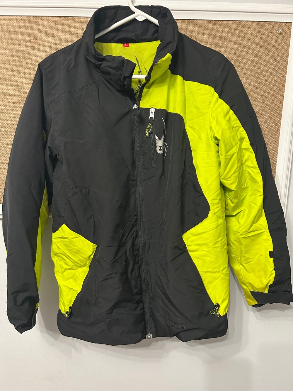 Spyder Black and Neon Yellow Ski Jacket